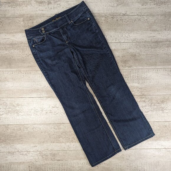 Ann Taylor Mid Rise Modern Fit Bootcut Jeans Size 10 Dark Wash Western Style - Picture 4 of 10